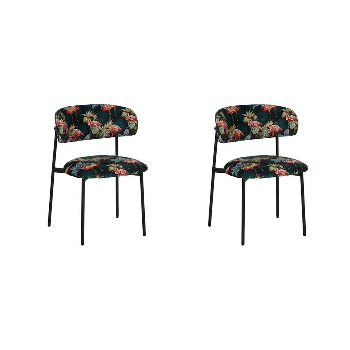 LABEL51 - Eetkamerstoel Ferry - Printed Flamingo - 79x56x60cm - Set van 2