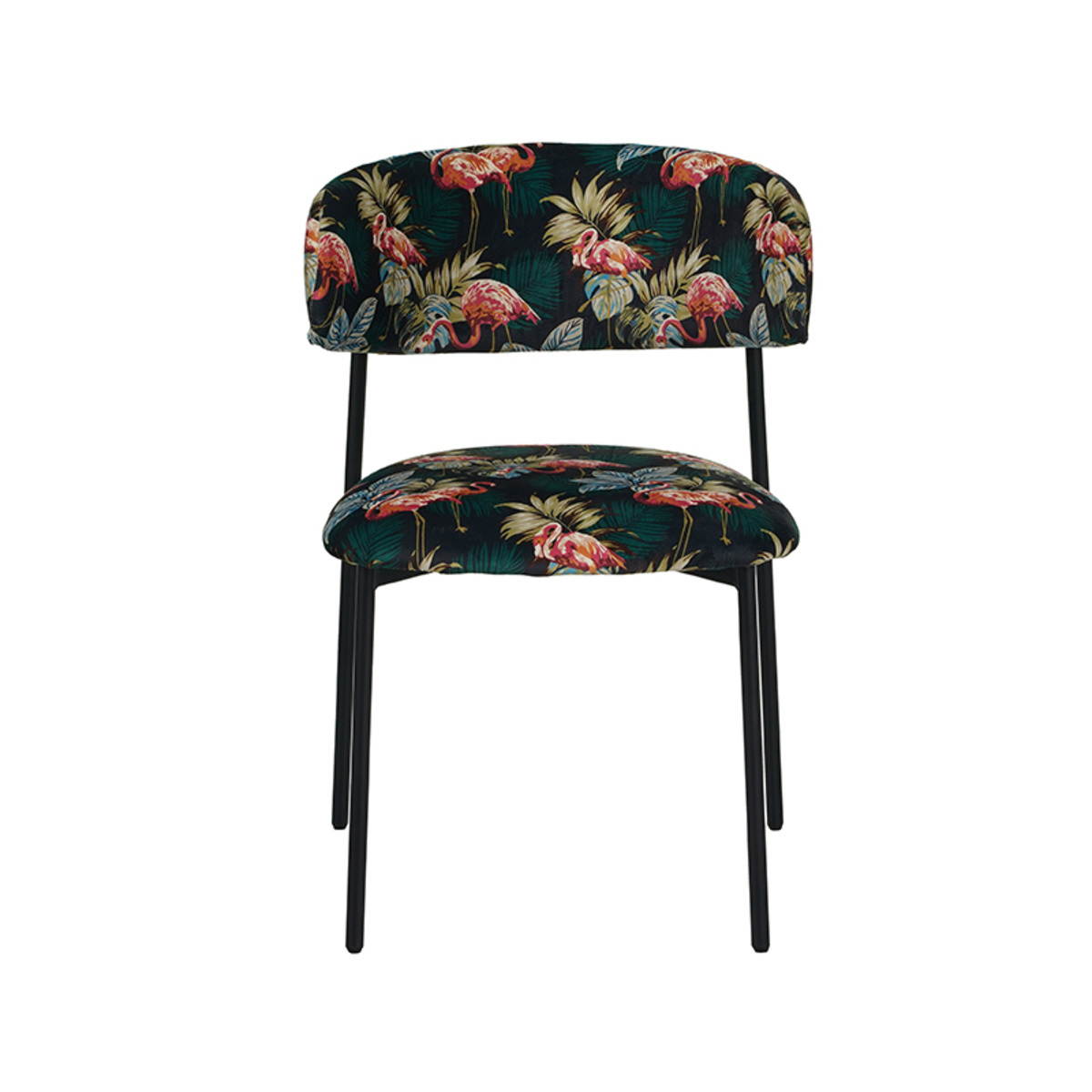 LABEL51 - Eetkamerstoel Ferry - Printed Flamingo - 79x56x60cm - Set van 2