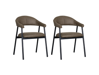 LABEL51 Eetkamerstoel Amaze - Moss - Micro Suede - set van 2