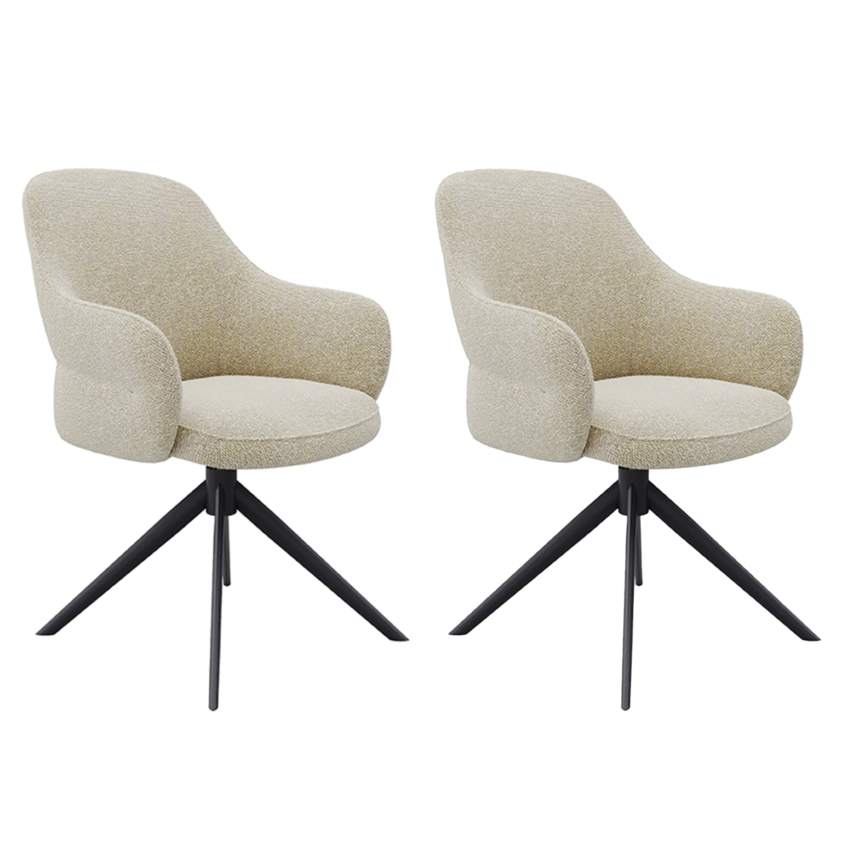 LABEL51 - Eetkamerstoel Bern - Beige - 66x61x91cm - Set van 2