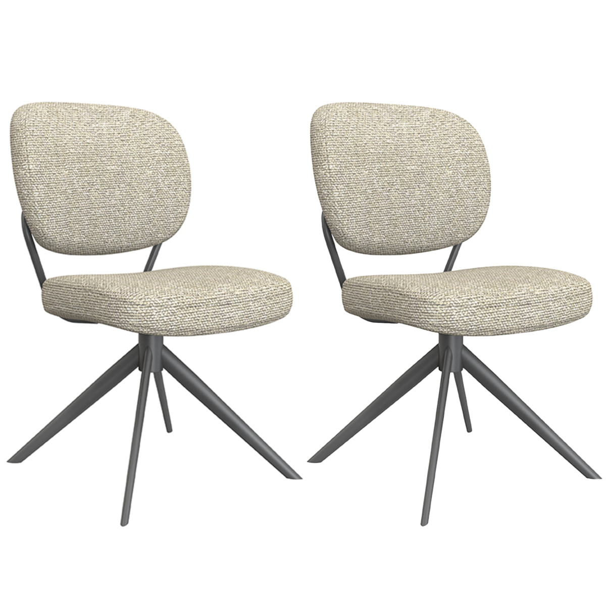 LABEL51 - Eetkamerstoel Geneva - Beige - 63x49x90cm - Set van 2