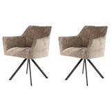 Hoyz Collection - Armstoel Raster Draaibaar - 2 Stuks - Rich Champagne