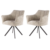 Hoyz Collection - Armstoel Raster Draaibaar - 2 Stuks - Rich Zandkleur