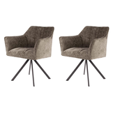 Hoyz Collection - Armstoel Raster Draaibaar - 2 Stuks - Rich Taupe
