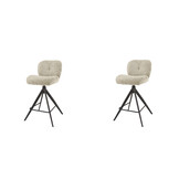 Hoyz Collection - Barstoel Comfort Draaibaar - Boucle Zandkleur - 2 Stuks