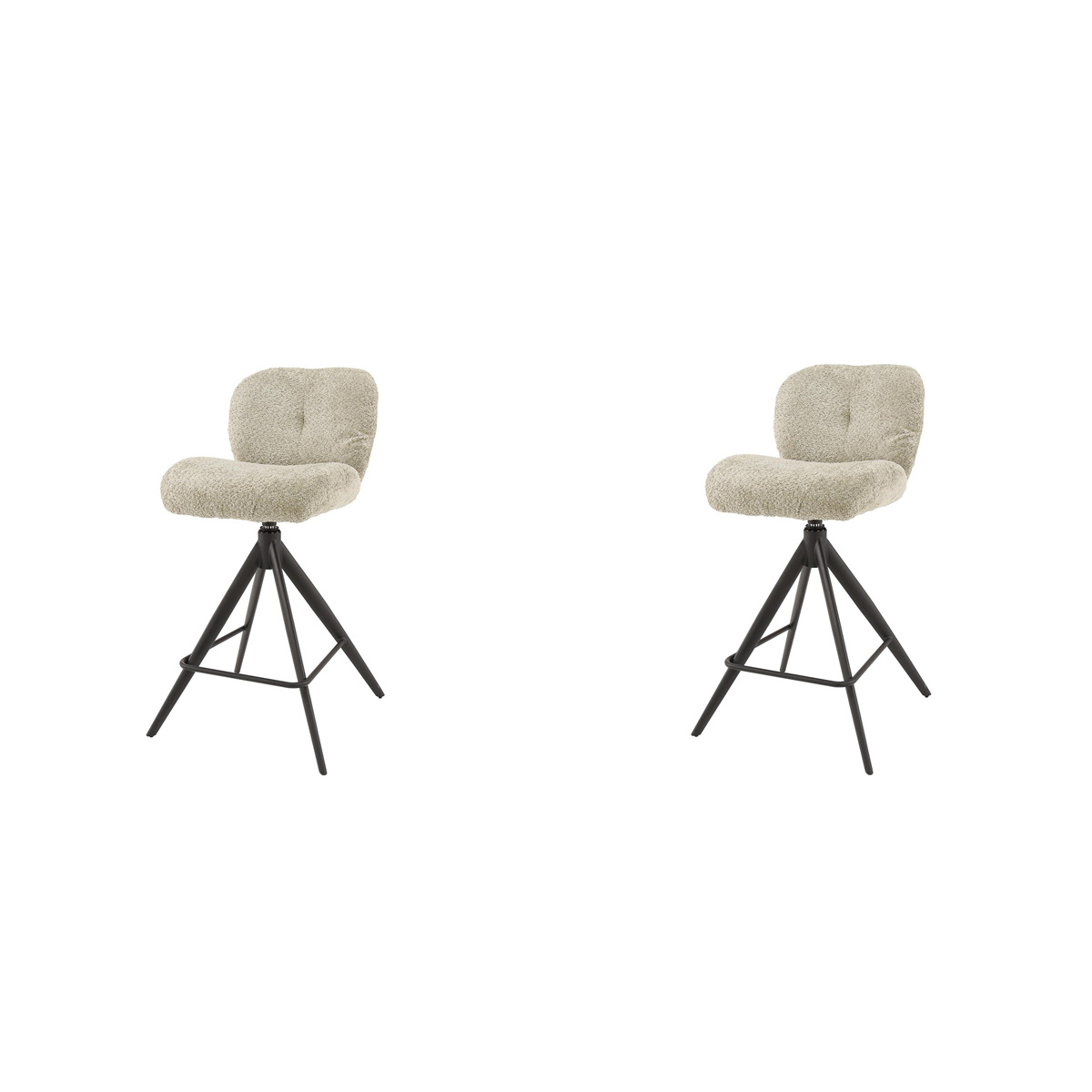 Hoyz Collection - Barstoel Comfort Draaibaar - Boucle Zandkleur - 2 Stuks