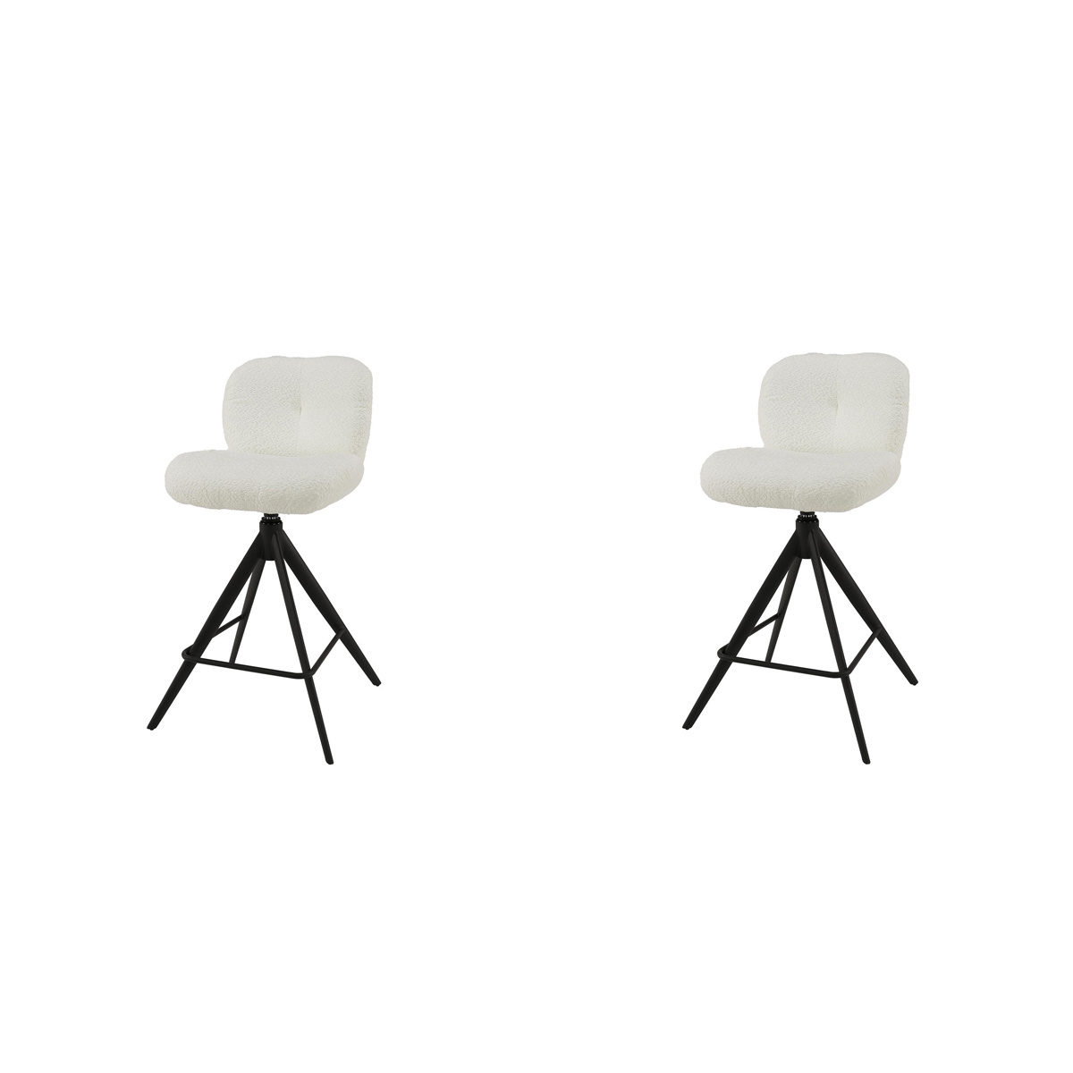 Hoyz Collection - Barstoel Comfort Draaibaar - Boucle Wit - 2 Stuks