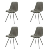 Hoyz - Stoel zig-zag patroon - Taupe - PU leder - 4 stuks