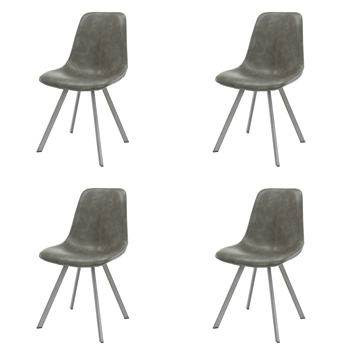 Hoyz - Stoel zig-zag patroon - Taupe - PU leder - 4 stuks