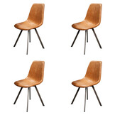 Hoyz - Stoel zig-zag patroon - Bruin - PU leder - 4 stuks