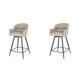 Hoyz Collection - Barstoel Draaibaar Boucle Ronde Rug 2 Stuks - Boucle Zandkleur