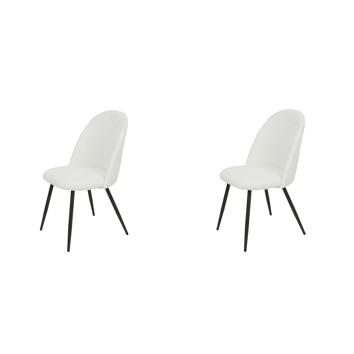Hoyz Collection - Stoel Boucle Ronde Rug. 2 Stuks - Boucle Wit