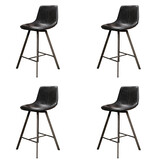 Hoyz - Barstoel Zig-Zag - Zwart - 4 Stuks - 47x51x94