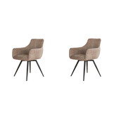 Hoyz - Armstoel Boucle - Draaibaar - Zandkleur - 2 Stuks