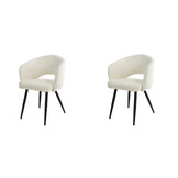 Hoyz - Armstoel Salon - Boucle - Wit - Set van 2