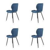 Hoyz - Velvet Stoel - Kuip zitting - Blauw - 4 stuks