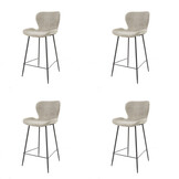 Hoyz Collection - Barstoel Ronde Buis 4 Stuks - Boucle Zandkleur