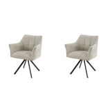 Hoyz Collection - Armstoel Raster Draaibaar - 2 Stuks - Bouclé Zandkleur