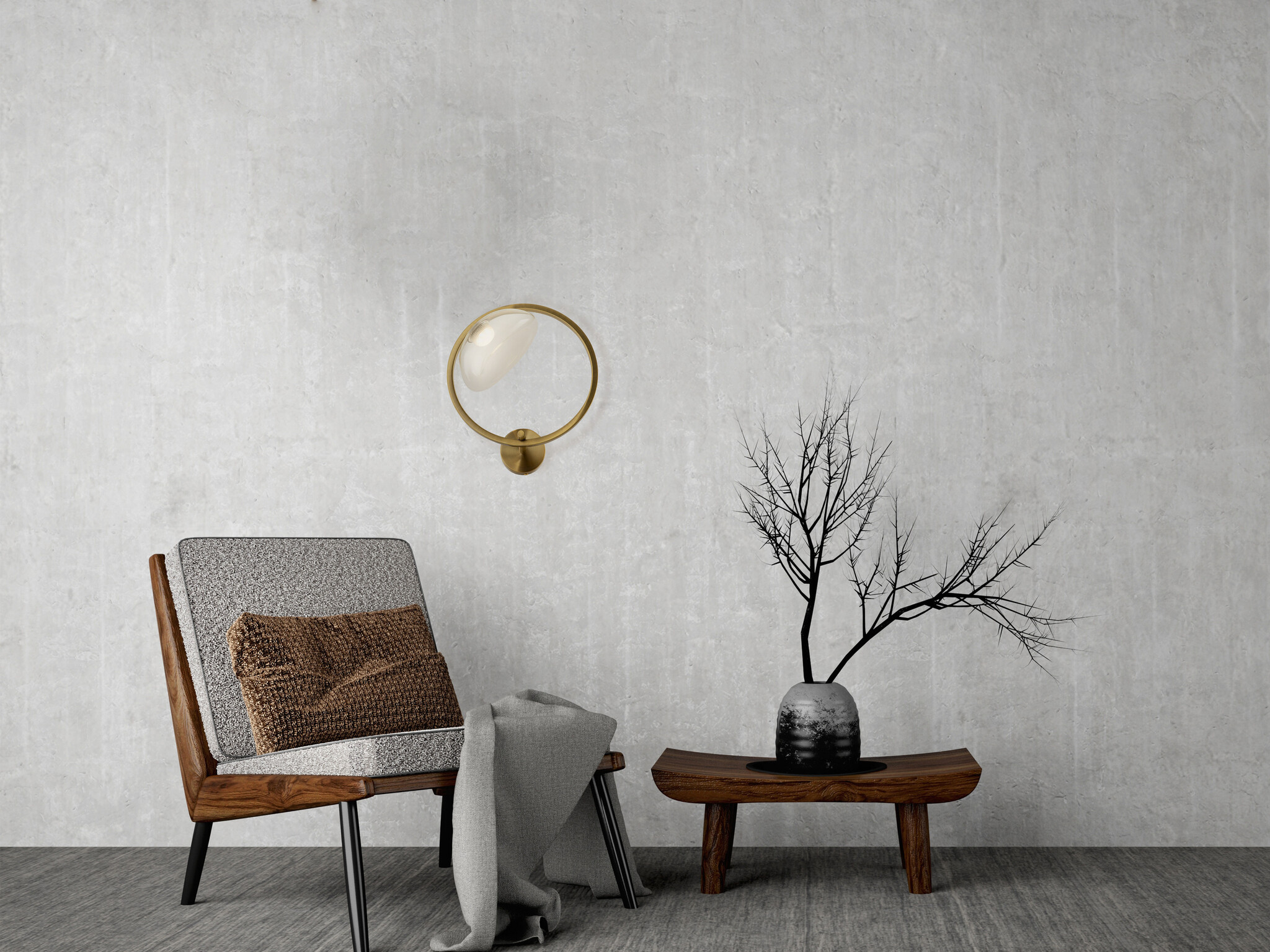 Maytoni - Wandlamp Lunare - Messing - Ø32