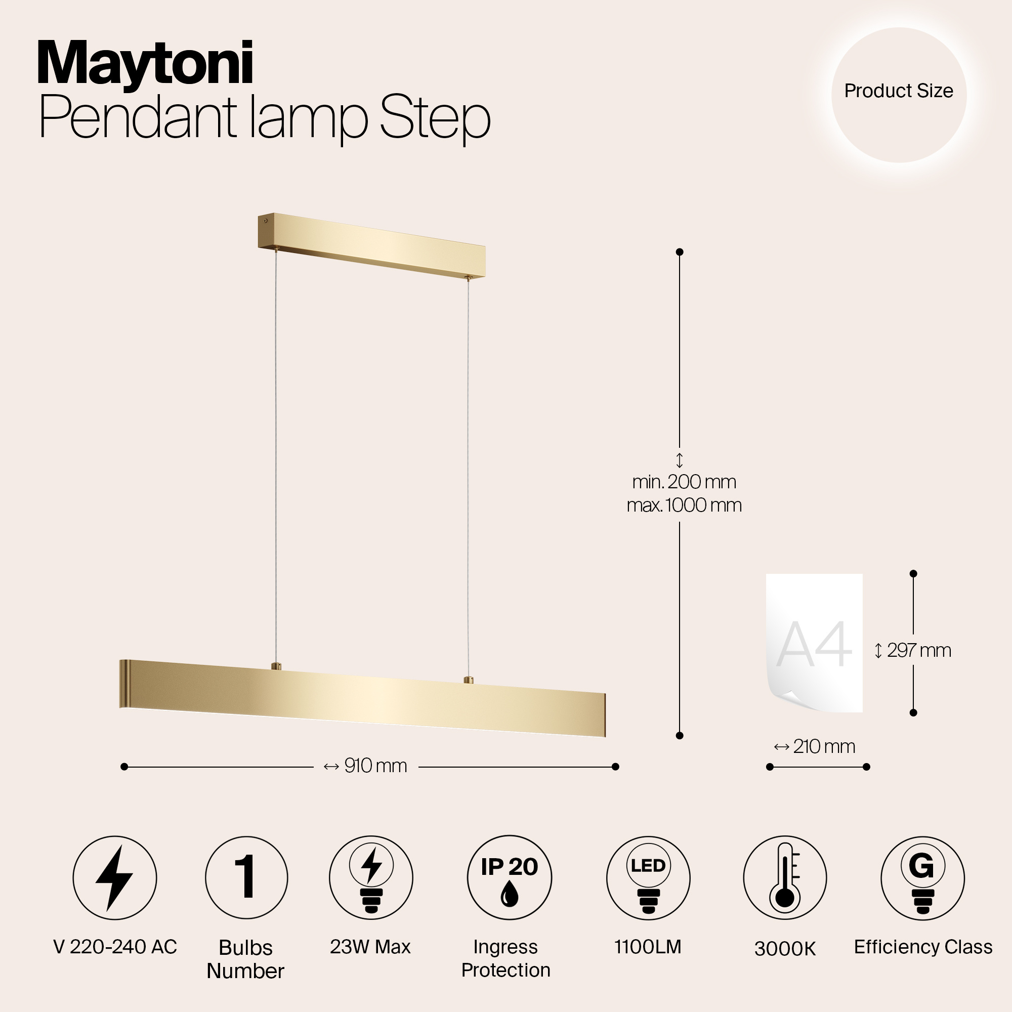 Maytoni Technical - Hanglamp Step - Goud