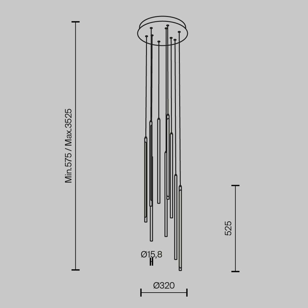 Maytoni - Hanglamp Light stick - Zwart - Ø35