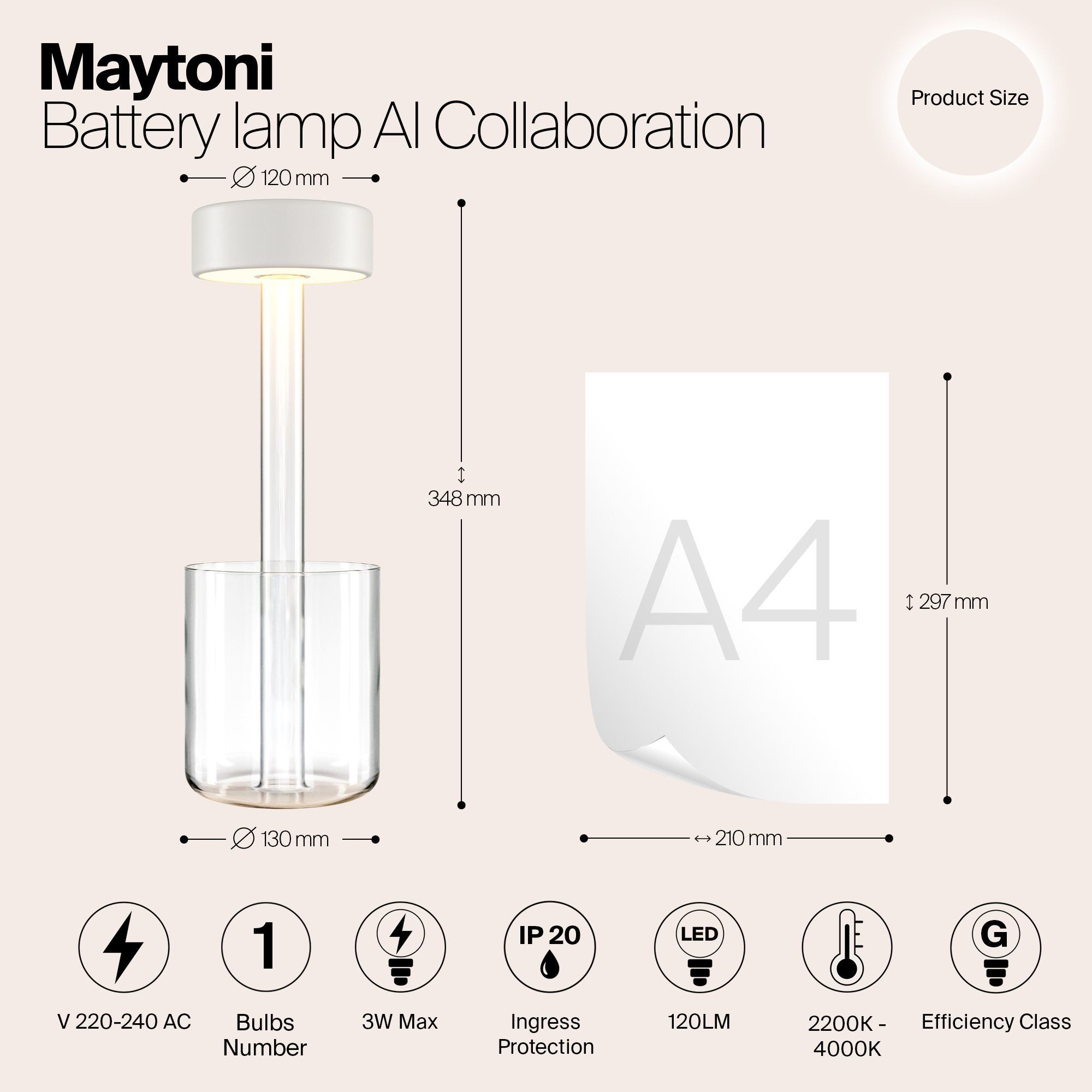 Maytoni - Batterijlamp AI Collaboration - Wit - Ø12