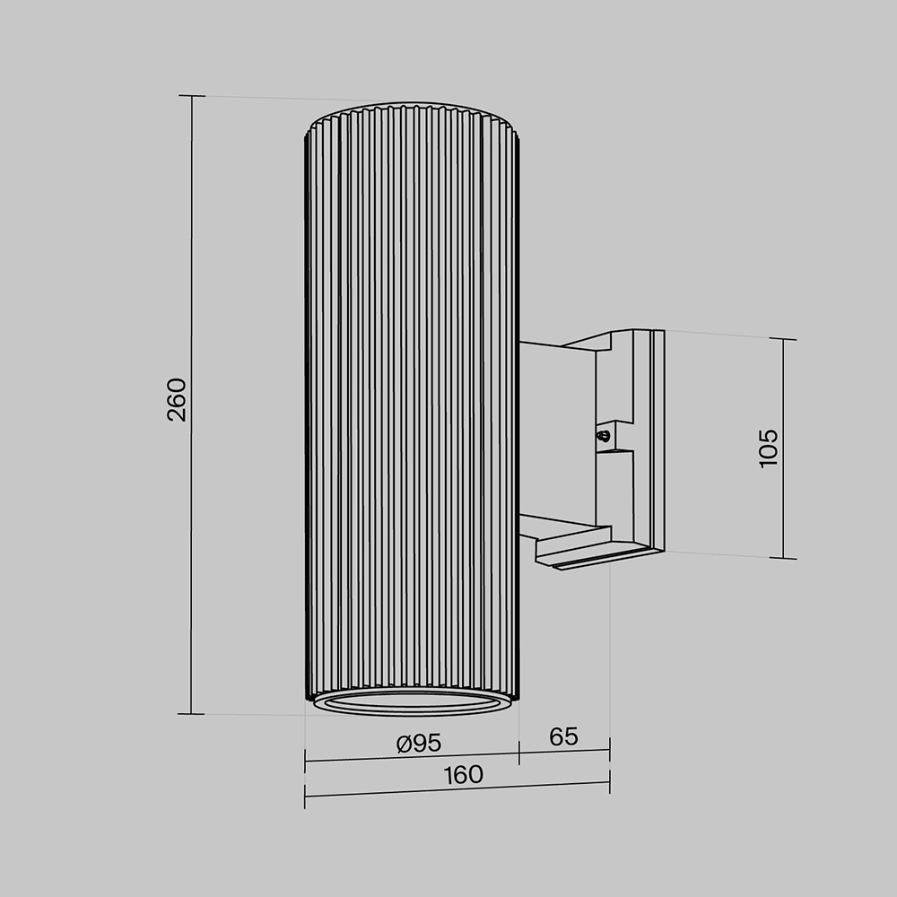 Maytoni Outdoor - Wandlamp Rando - Grijs - Ø9,5