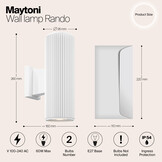 Maytoni Outdoor - Wandlamp Rando - Wit - Ø9,5