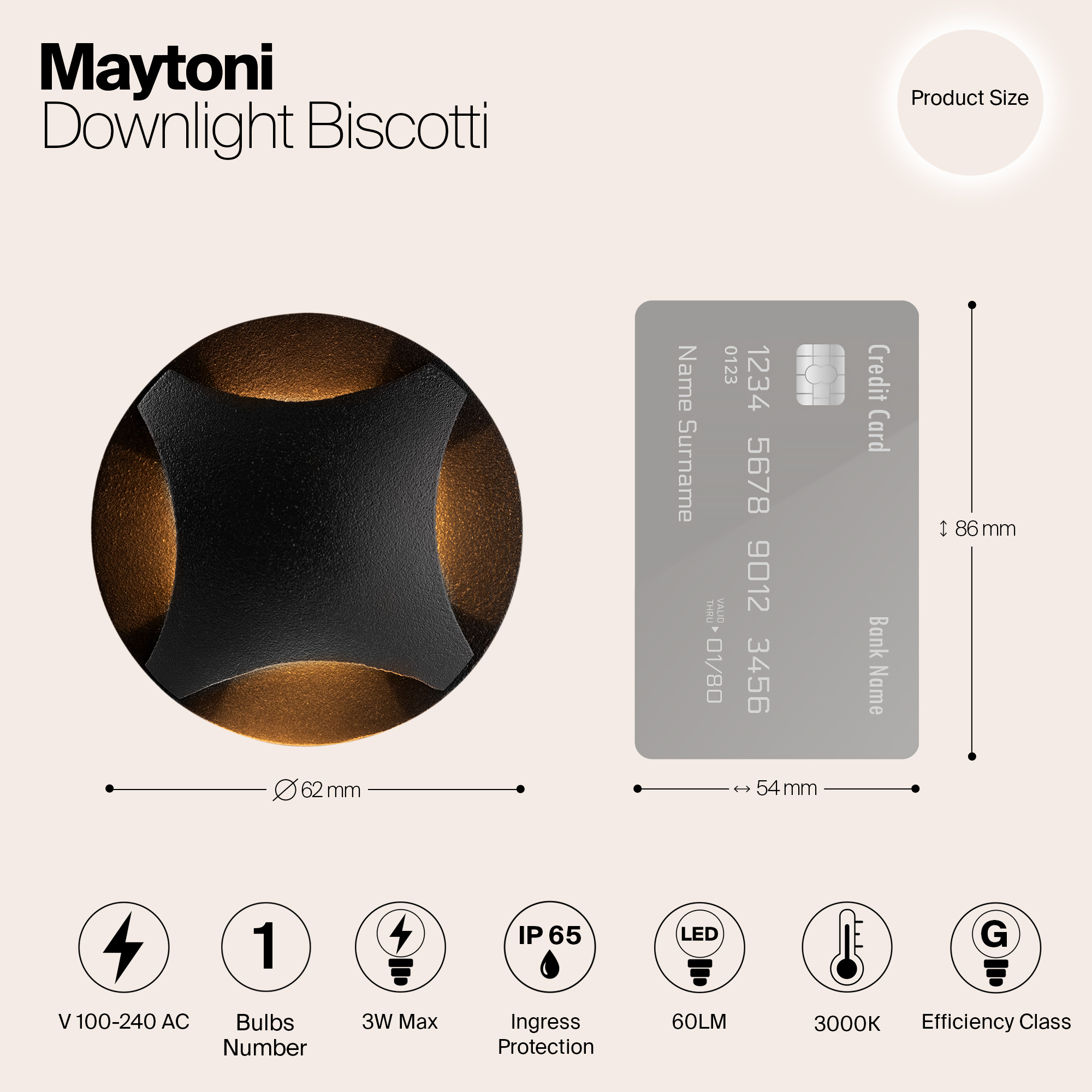 Maytoni Outdoor - Inbouwspot Biscotti - Zwart - Ø6,2