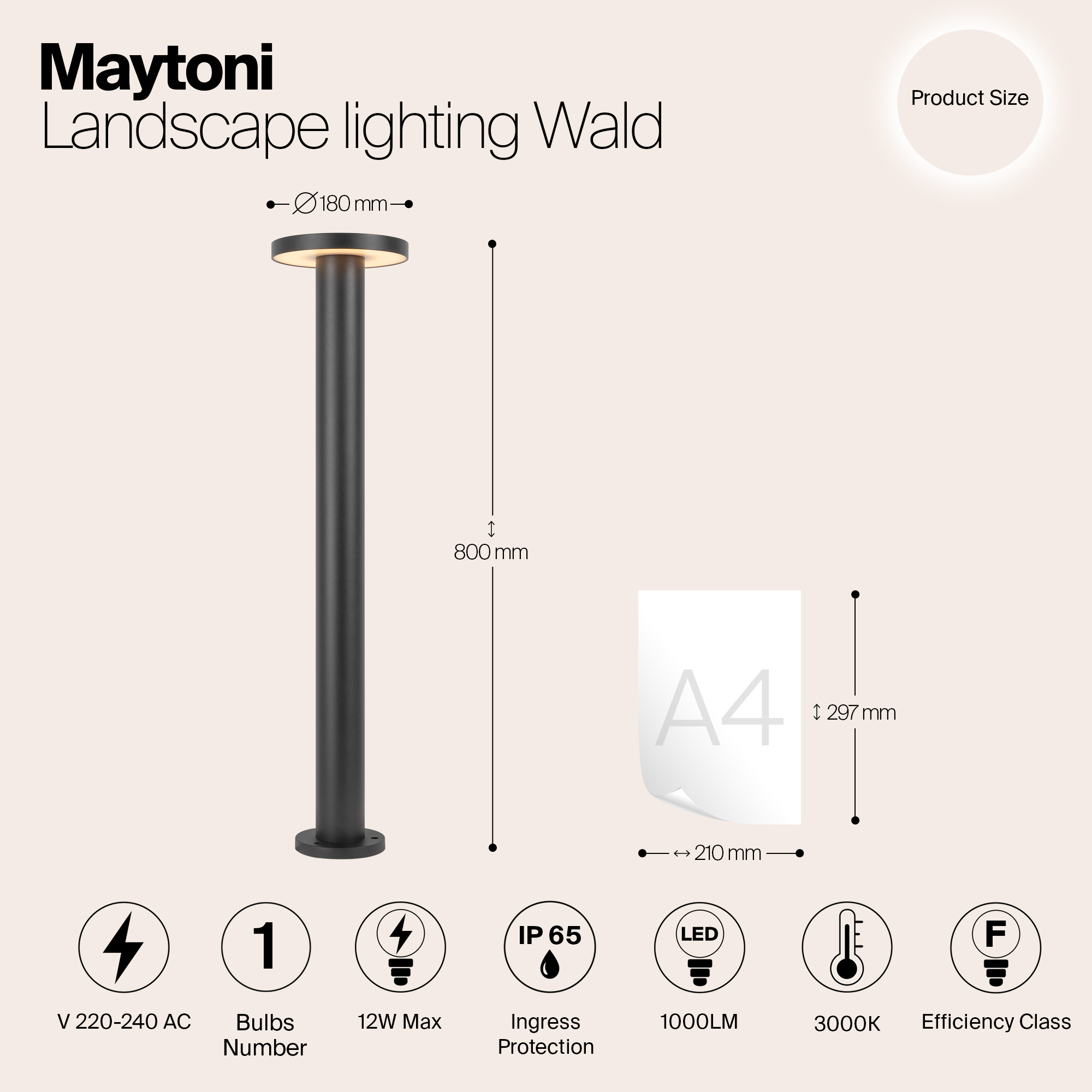 Maytoni Outdoor - Landschapsverlichting Wald - Grafiet - Ø18
