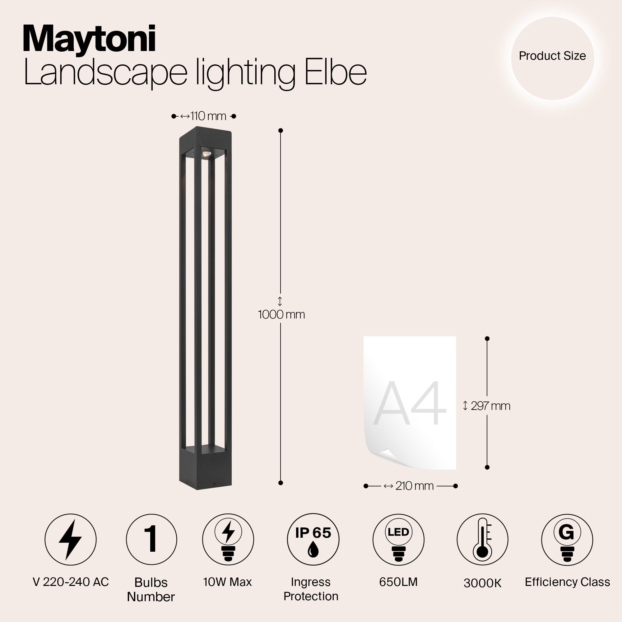 Maytoni Outdoor - Landschapsverlichting Elbe - Grafiet