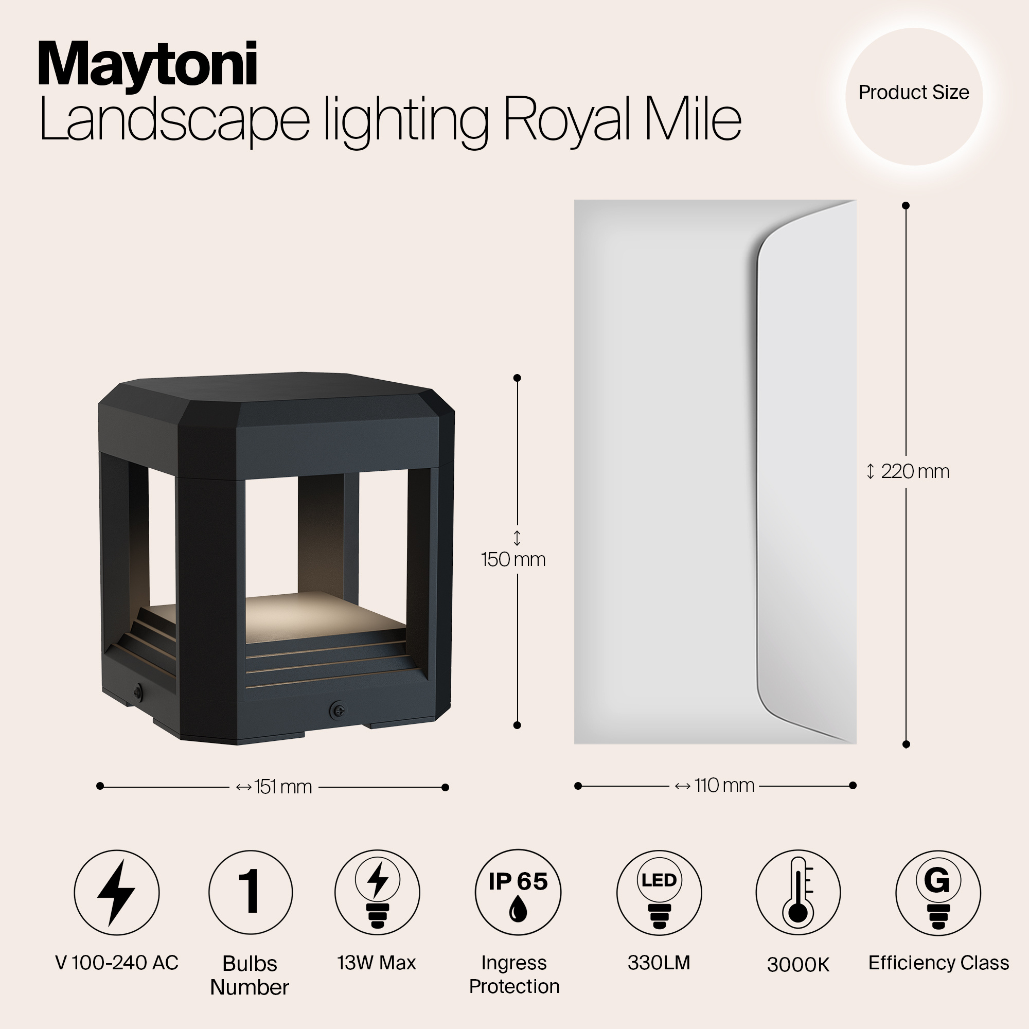 Maytoni Outdoor - Landschapsverlichting Royal Mile - Grijs