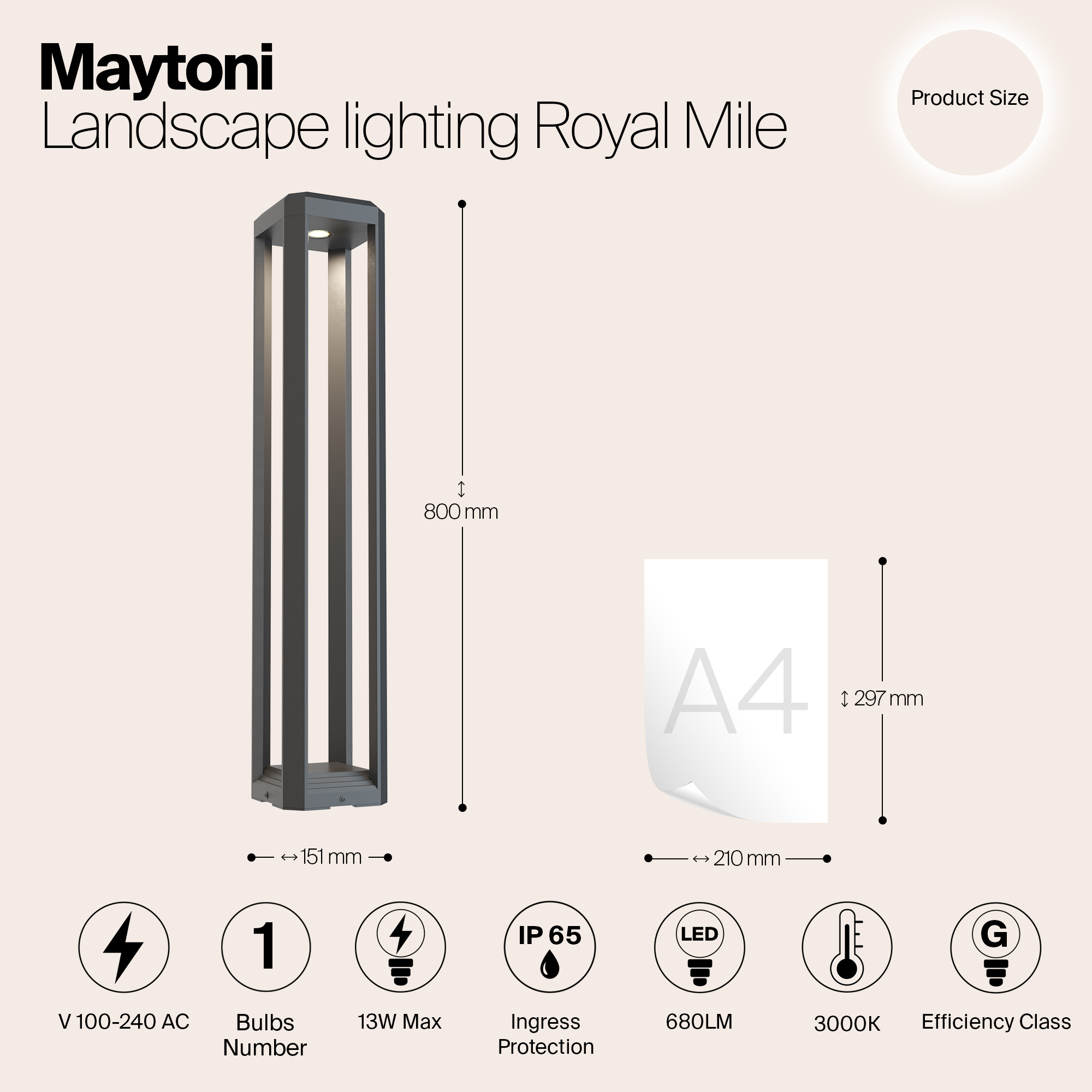 Maytoni Outdoor - Landschapsverlichting Royal Mile - Grijs