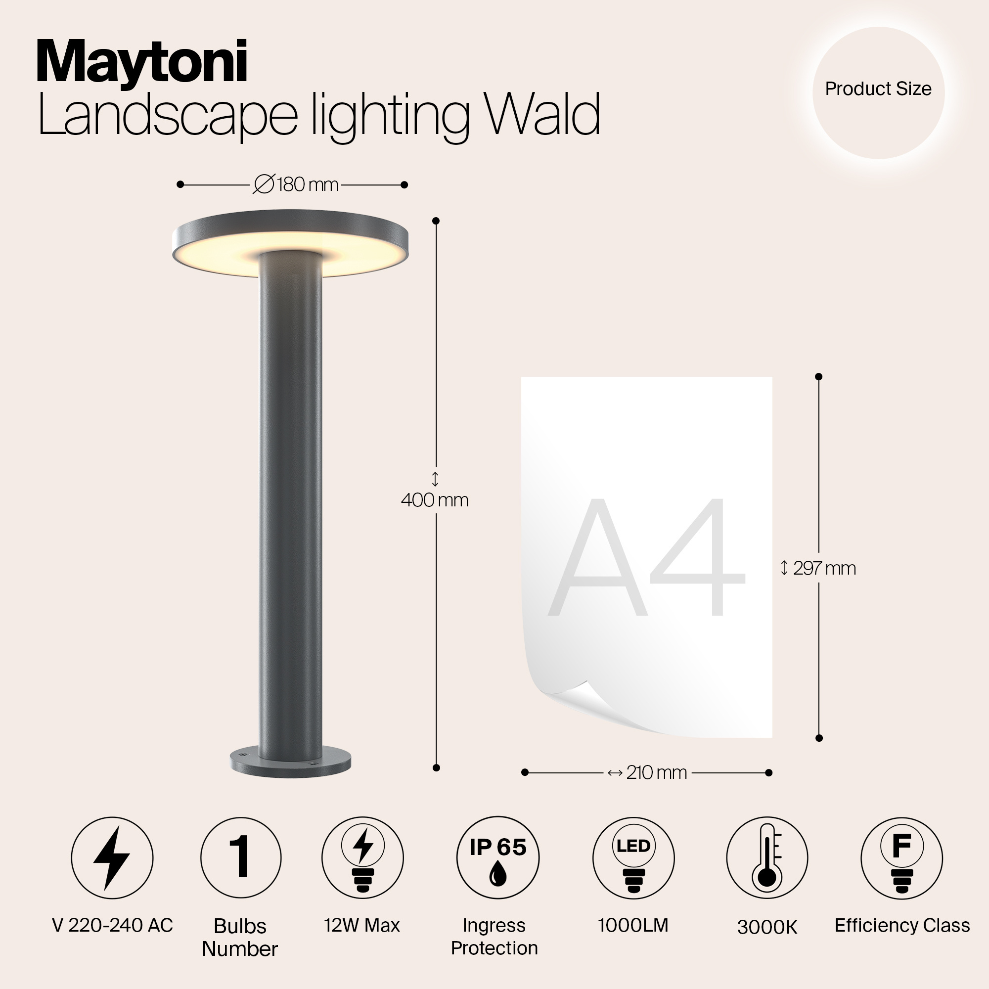 Maytoni Outdoor - Landschapsverlichting Wald - Grafiet - Ø18