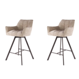 Hoyz Collection - Barstoel Raster Draaibaar - 2 Stuks - Rich Zandkleur