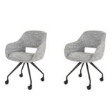 Hoyz Collection - Armstoel Spring Wieltjes - Eagle Staalgrijs - Set van 2