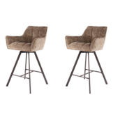 Hoyz Collection - Barstoel Raster Draaibaar - 2 Stuks - Rich Champagne