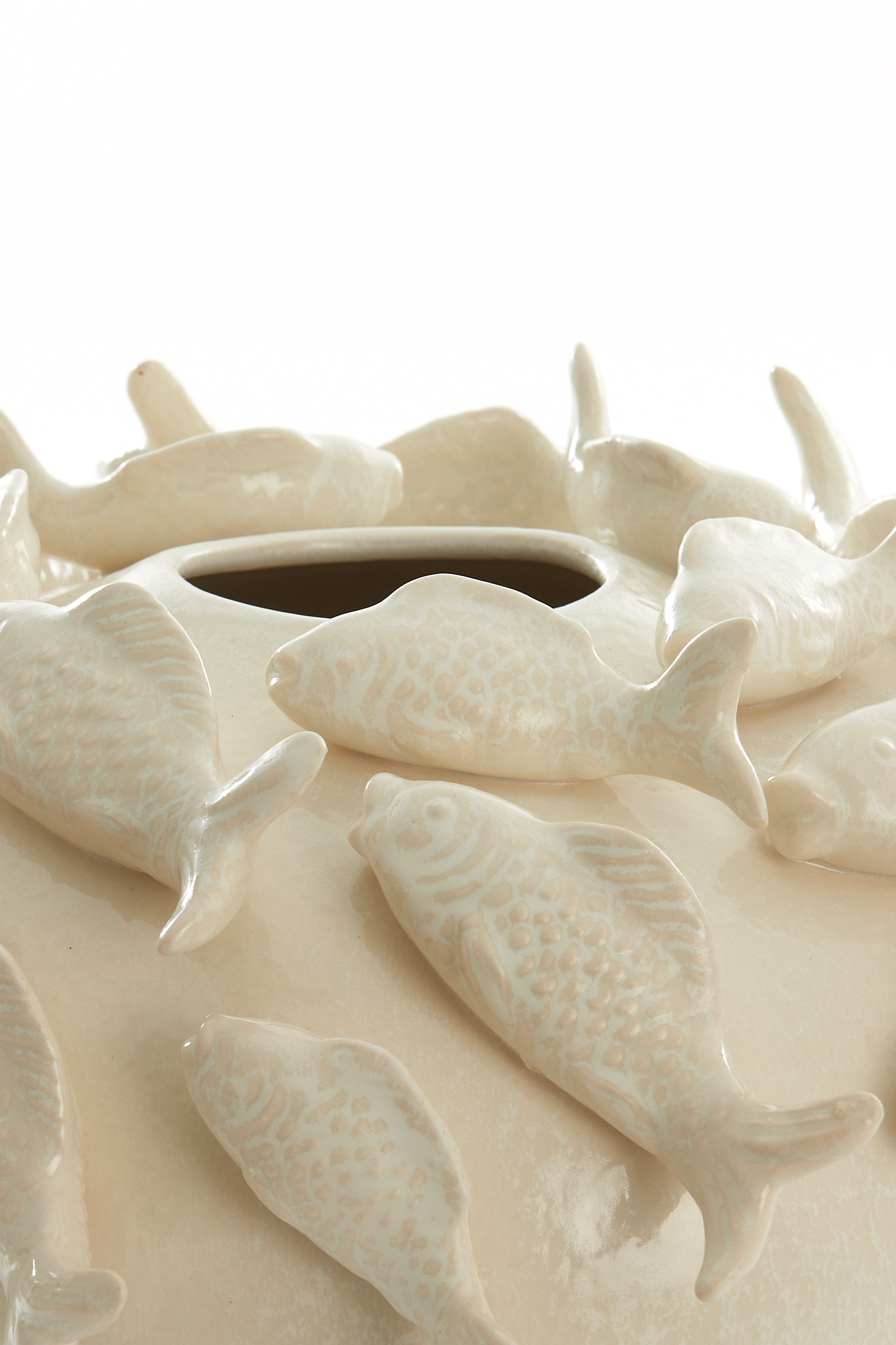 Light & Living - Vaas FISH - Ø40x27cm - Wit