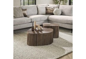 Hoyz Collection - Salontafel XL Driehoek Maya Teak - Teak Rust Brown - Set van 2