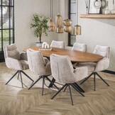 Hoyz Collection - Eetkamertafel 180cm Cliff Ovale Buis - Massief Mango Zandkleur