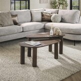 Hoyz Collection - Salontafel  Hoekvormig Maya Teak - Teak Rust Brown - Set van 2