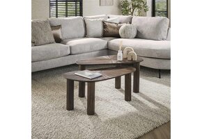 Hoyz Collection - Salontafel  Hoekvormig Maya Teak - Teak Rust Brown - Set van 2