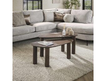 Hoyz Collection - Salontafel  Hoekvormig Maya Teak - Teak Rust Brown - Set van 2