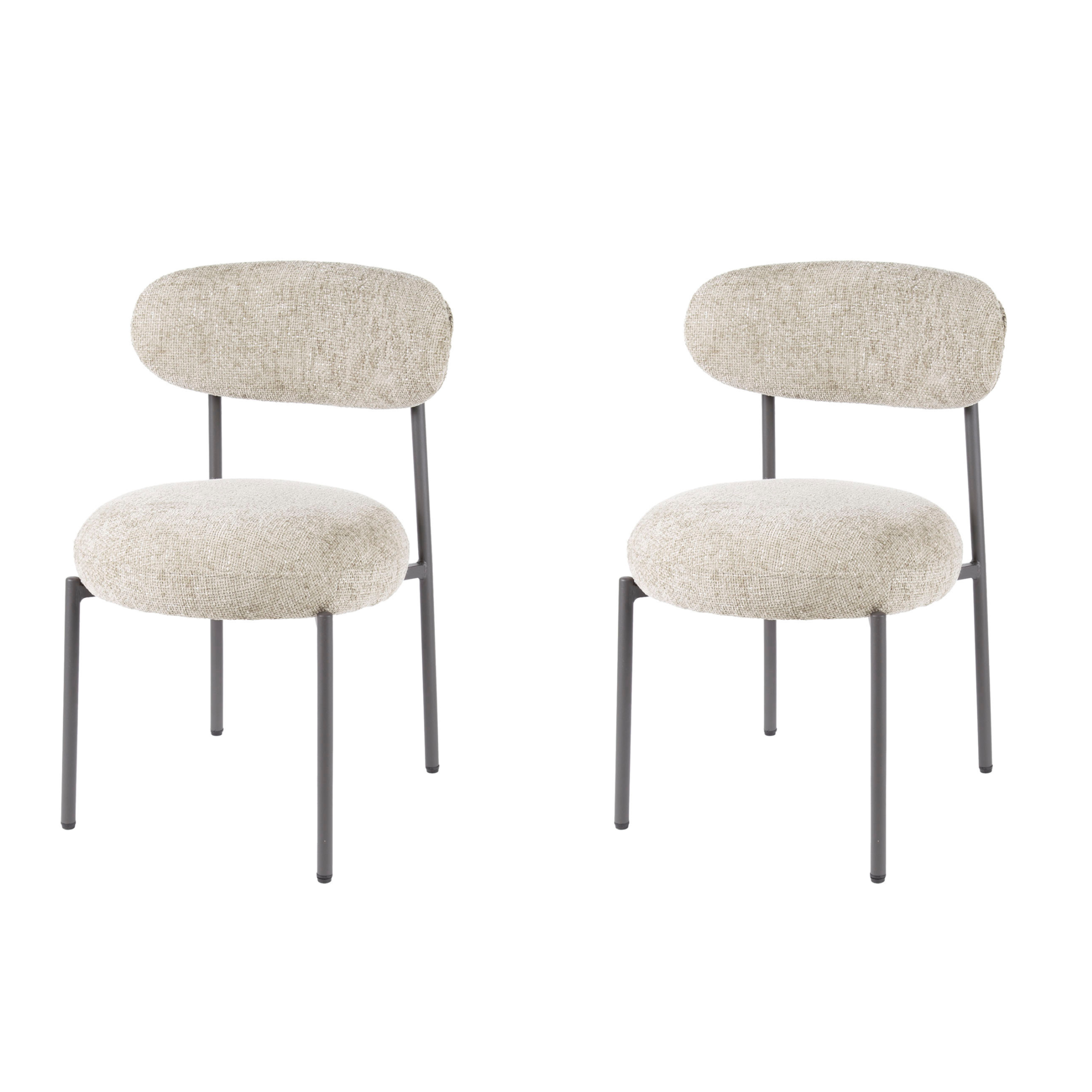 Hoyz Collection - Eetkamerstoel Round - Tissee Cargo Zandkleur - Set van 2