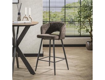 Hoyz Collection - Barstoel Boucle Salon - Tissee Cargo Bruin - Set van 2