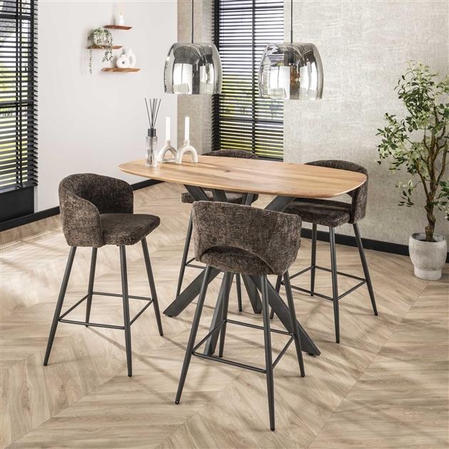 Hoyz Collection - Barstoel Boucle Salon - Tissee Cargo Bruin - Set van 2