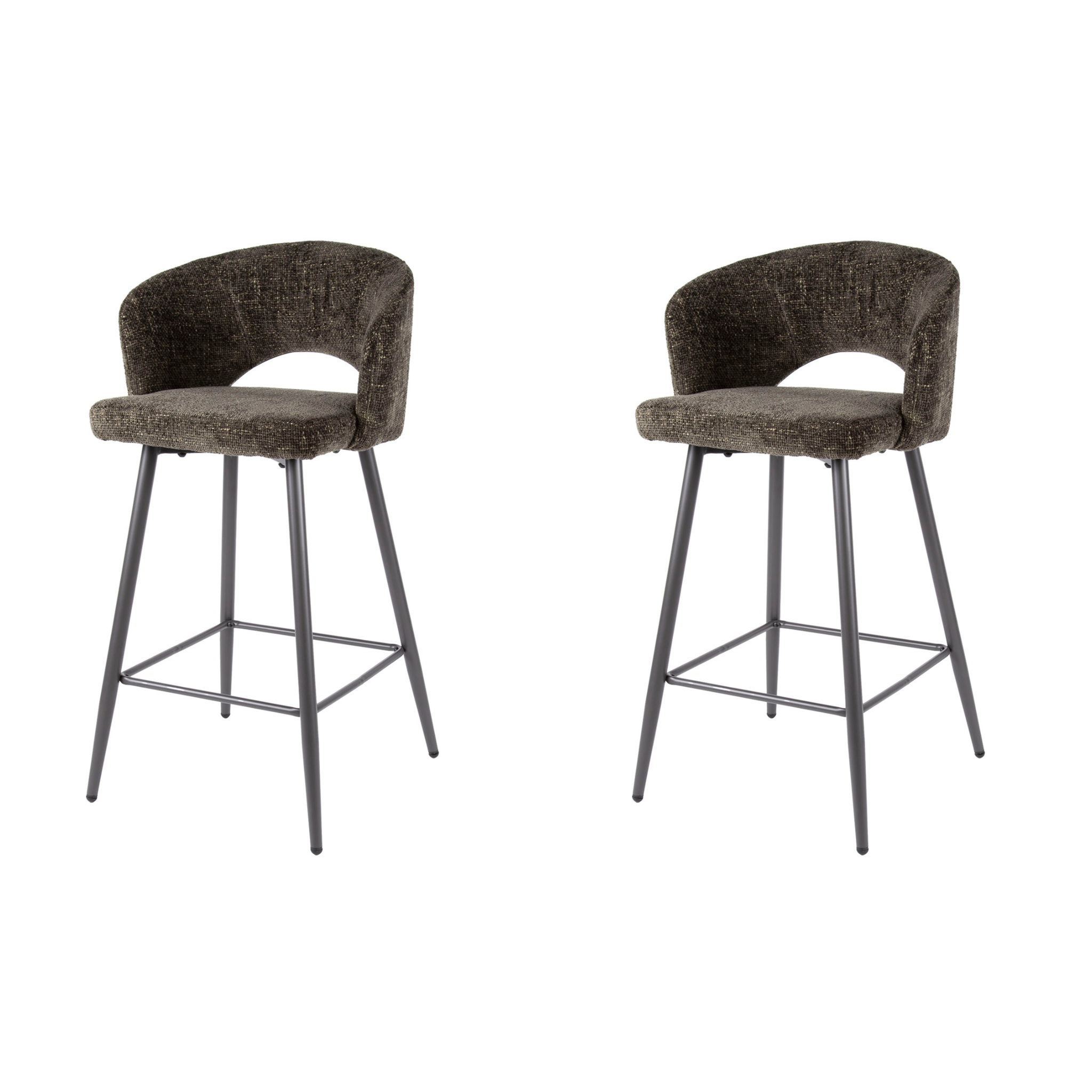Hoyz Collection - Barstoel Boucle Salon - Tissee Cargo Bruin - Set van 2