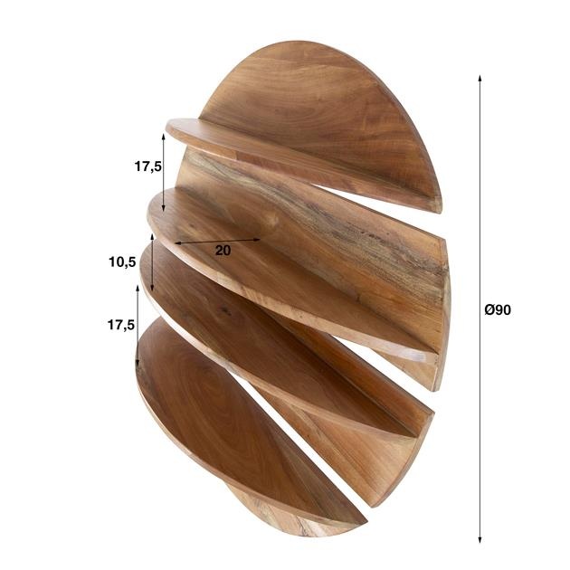 Hoyz Collection - Wandschap Set-4 Rond - Massief Margosa Naturel