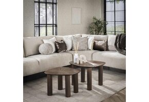 Hoyz Collection - Salontafel Driehoekig Maya Teak - Teak Rust Brown - Set van 2