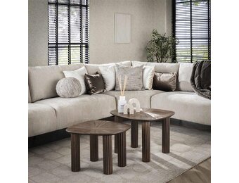 Hoyz Collection - Salontafel Driehoekig Maya Teak - Teak Rust Brown - Set van 2